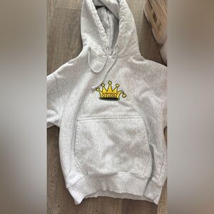 Stussy Kids Light Gray Hoodie with Yellow Crown Logo